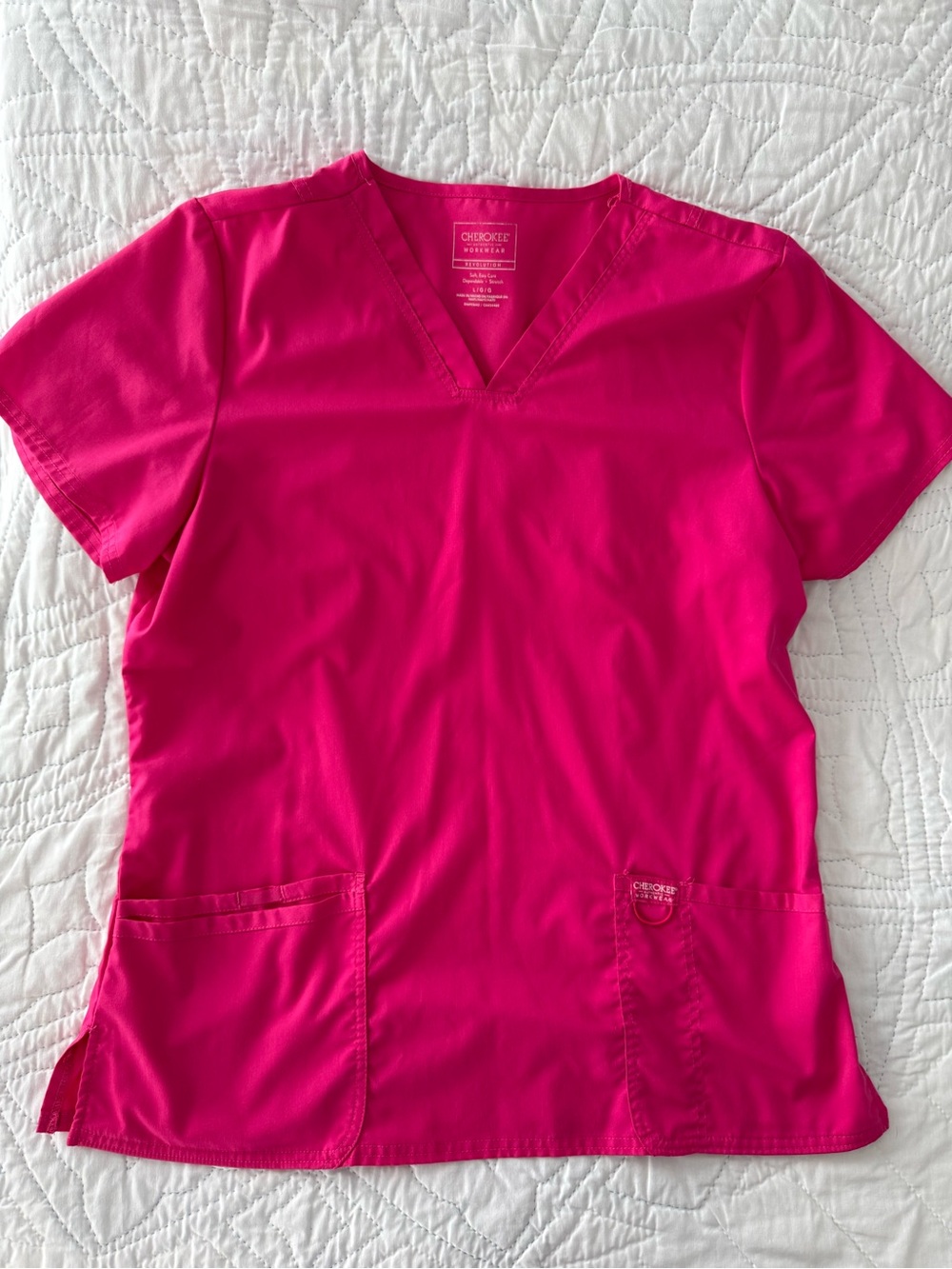 Cherokee Women’s V-Neck Scrub Top in Hot Pink